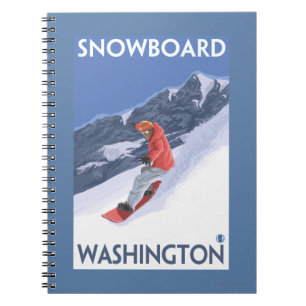 WashingtonSnowboarding Vintage Travel Poster Notebook