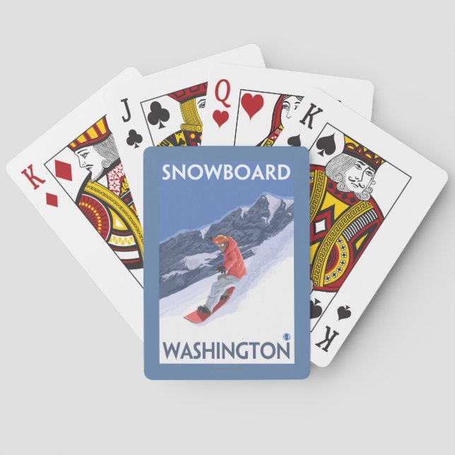 WashingtonSnowboarding Vintage Travel Poster Playing Cards (Back)