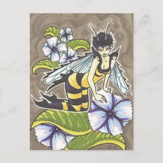 Wasp Fairy Cartoon Fantasy Art Postcard Print (Front)