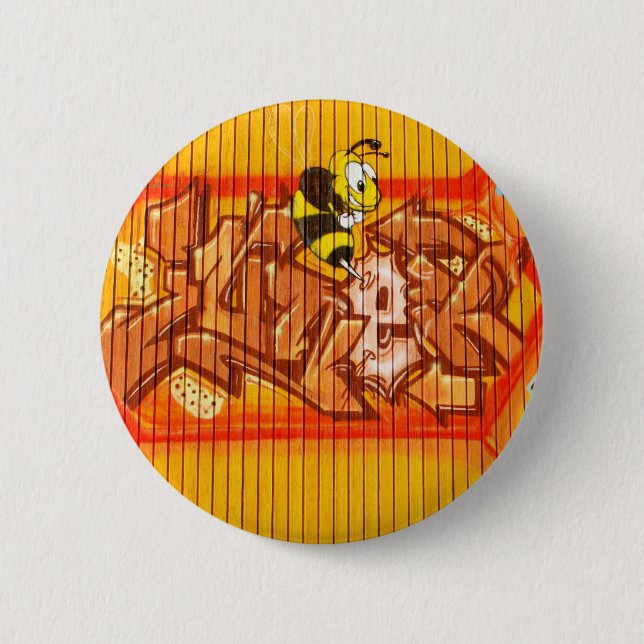 Wasp Graffiti Wall 2 Inch Round Button (Front)