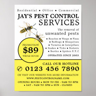 Wasp, Pest Control Advertising Poster