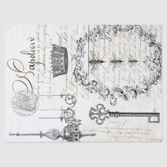 Wasp Script Decoupage Tissue Paper (Front)