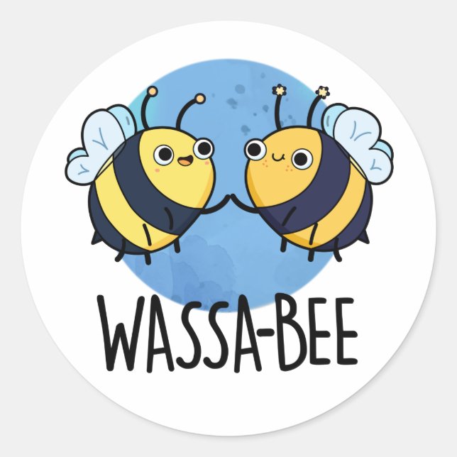 Wassabee Funny Wasabi Bee Pun Classic Round Sticker (Front)