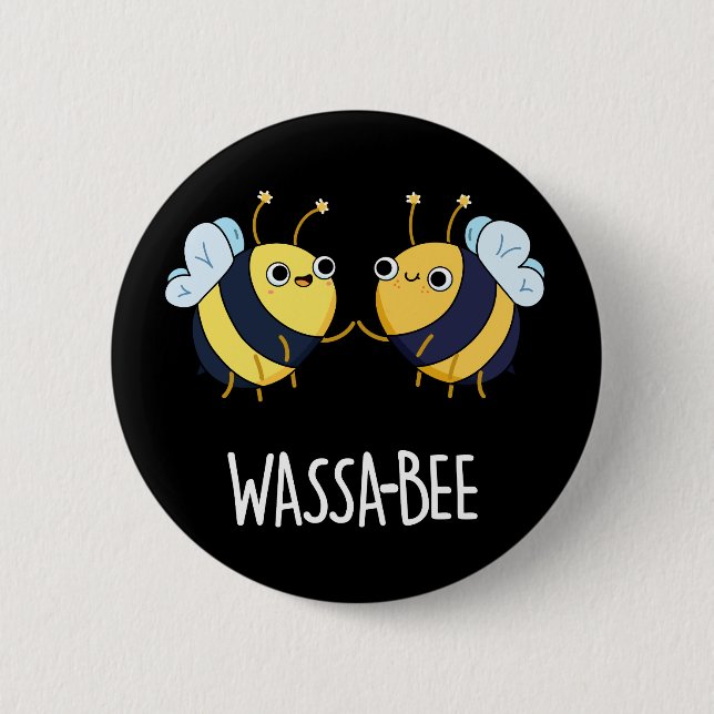 Wassabee Funny Wasabi Bee Pun Dark BG 2 Inch Round Button (Front)