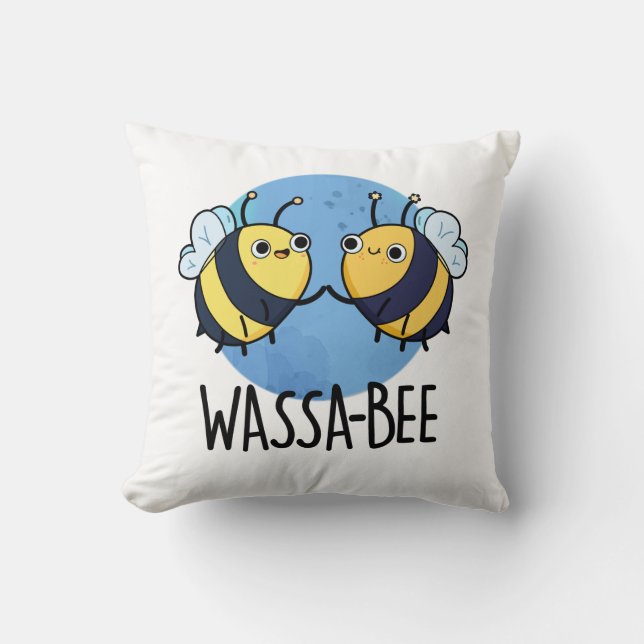 Wassabee Funny Wasabi Bee Pun Throw Pillow (Front)