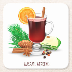 Wassail Weekend Square Paper Coaster