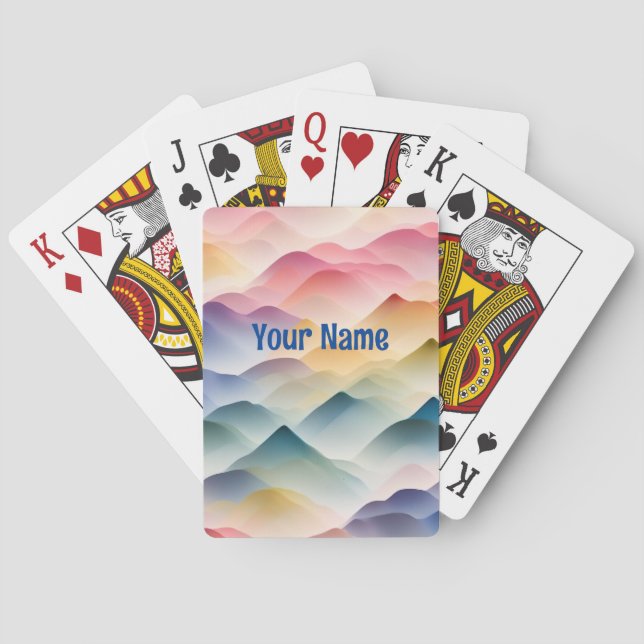 Wasserfarben Wellenmuster bunt Playing Cards (Back)