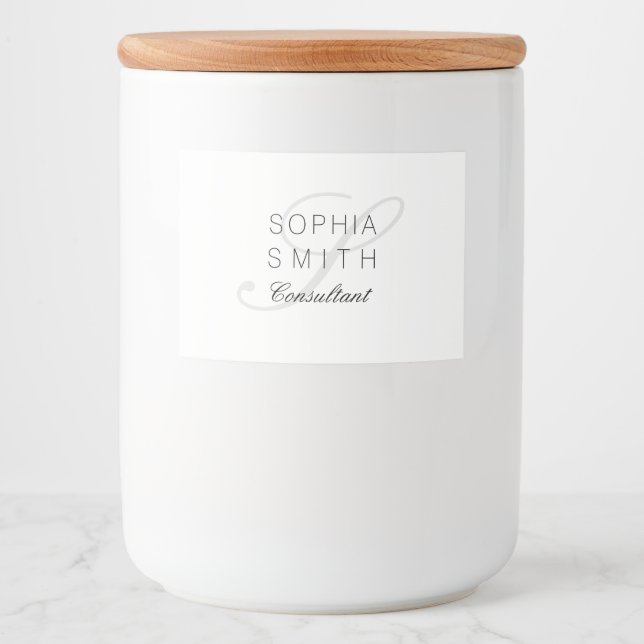 Wassermarke Minimalist Monogram Elegant Consultant Food Label (Front)