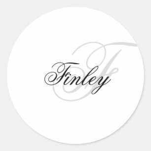 Wassermarke Minimalist Monogram Script Classic Round Sticker