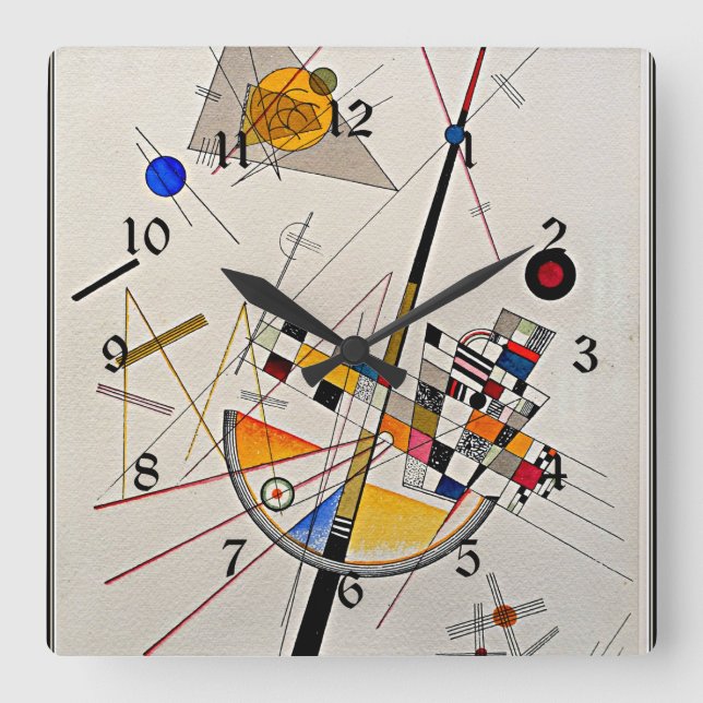 Wassily Kandinsky artwork, Delicate Tension Square Wall Clock (Front)