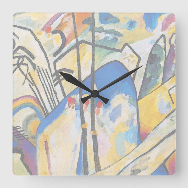 Wassily Kandinsky Composition Four - Abstract Art Square Wall Clock (Front)
