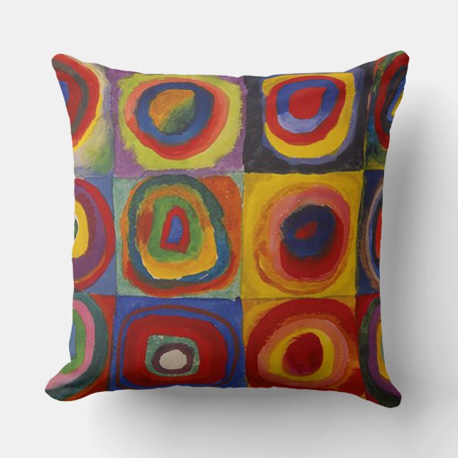 Wassily Kandinsky-Farbstudie Quadrate Throw Pillow (Front)