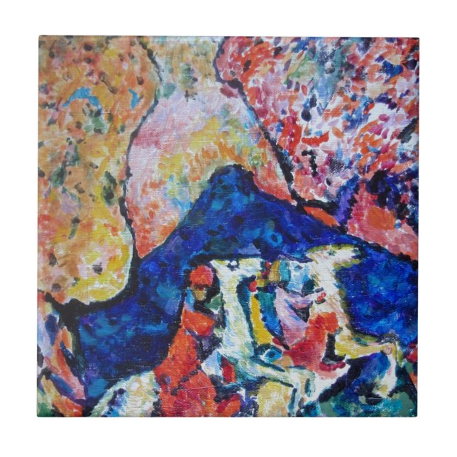 Wassily Kandinsky horse rider blue mountains Tile (Front)