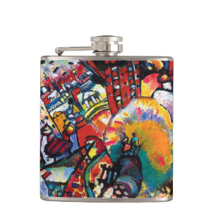 Wassily Kandinsky - Moscow Cityscape Abstract Art Hip Flask