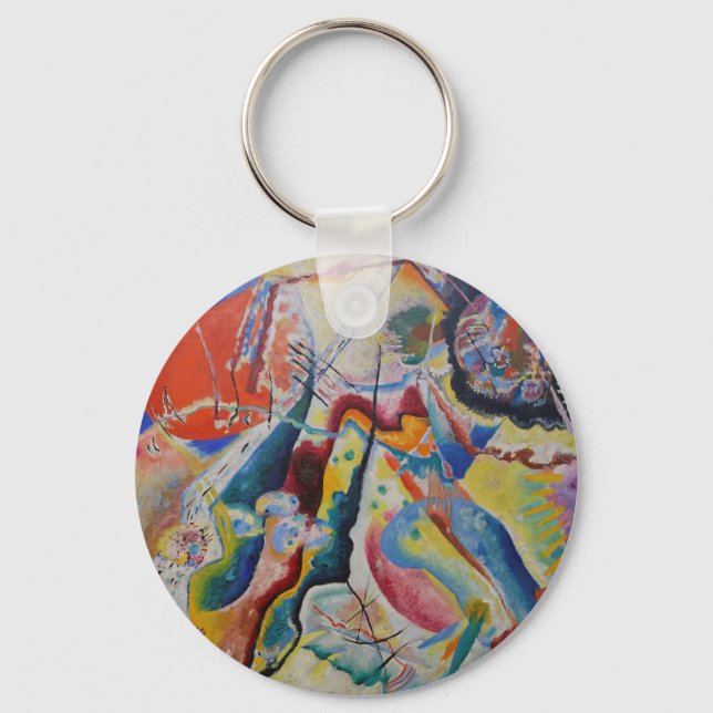 Wassily Kandinsky Red stain Classic Abstract Art Keychain (Front)