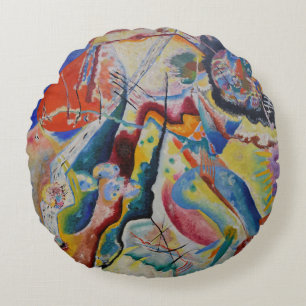 Wassily Kandinsky Red stain Classic Abstract Art Round Pillow