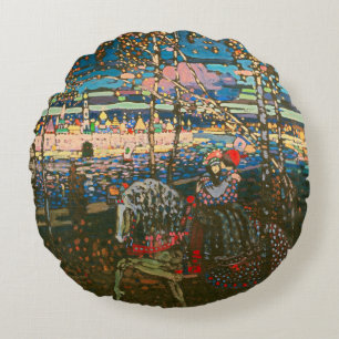 Wassily Kandinsky The Riding Couple Russian Art Round Pillow