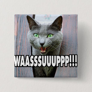WASSUP - Cat Meme 2 Inch Square Button