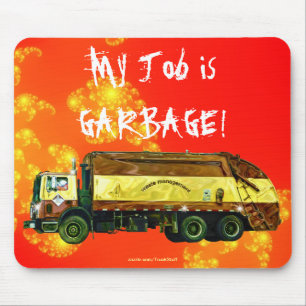 WASTE DISPOSAL GARBAGE TRUCK Funny Art Mousepad