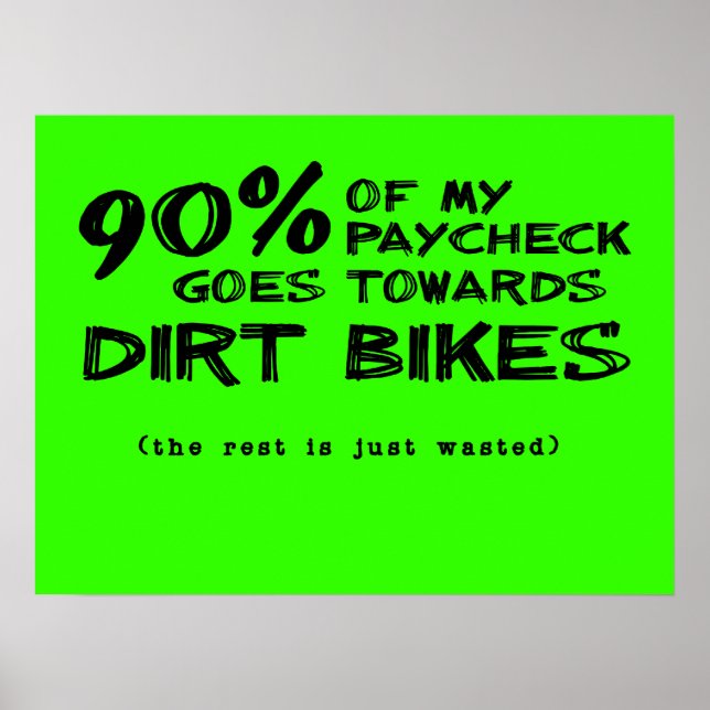 Wasted Money Dirt Bikes Motocross Poster (Front)
