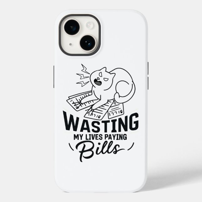 Wasting My Lives Funny Cat Design Case-Mate iPhone Case (Back)