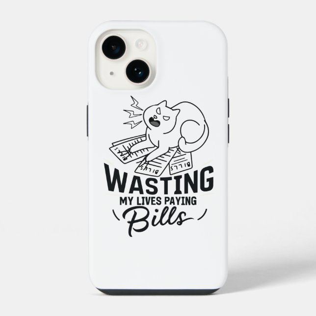 Wasting My Lives Funny Cat Design iPhone Case (Back)