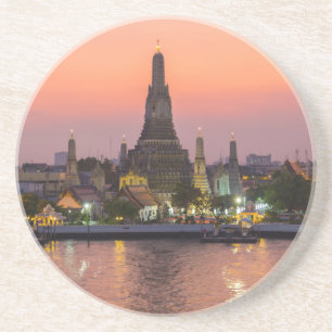 Wat Arun Temple Bangkok Thailand at sunset Coaster