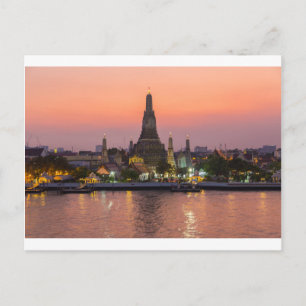 Wat Arun Temple Bangkok Thailand at sunset Postcard