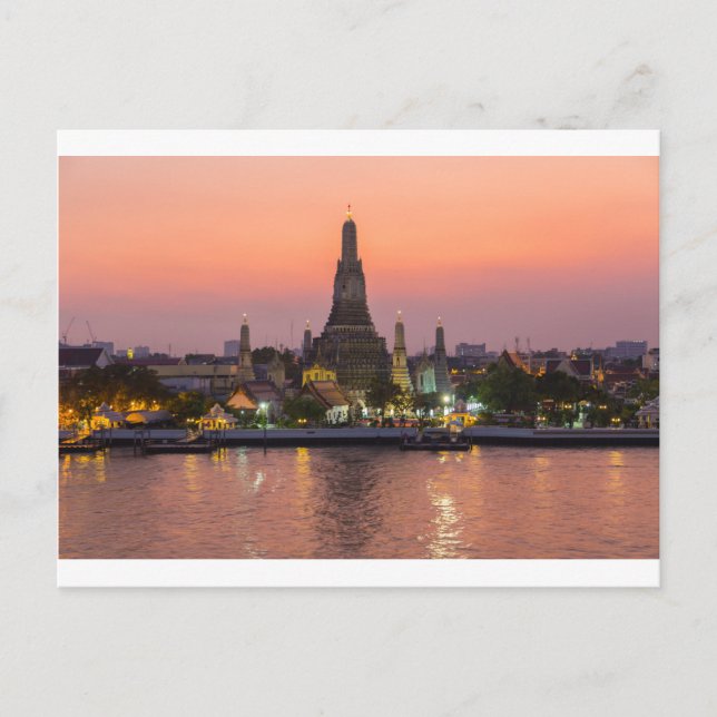 Wat Arun Temple Bangkok Thailand at sunset Postcard (Front)