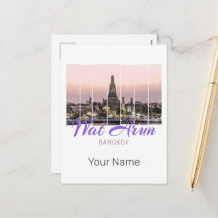 Wat Arun Temple Bangkok Thailand Sunset Souvenir Holiday Postcard