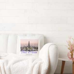 Wat Arun Temple Bangkok Thailand Sunset Souvenir Throw Pillow