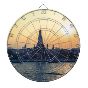Wat Arun temple Silhouette Thailand Bangkok at sun Dartboard