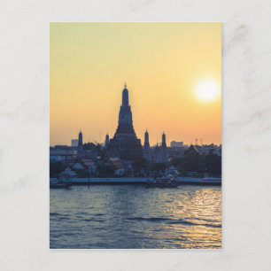 Wat Arun temple Silhouette Thailand Bangkok at sun Postcard