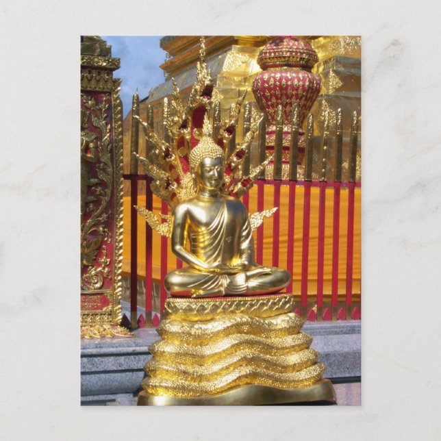 Wat Phrathat Doi Suthep Gold Buddha Postcard (Front)