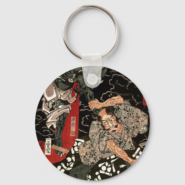 Watanabe Tsuna Fighting Demon, 歌川 国芳 Keychain (Front)