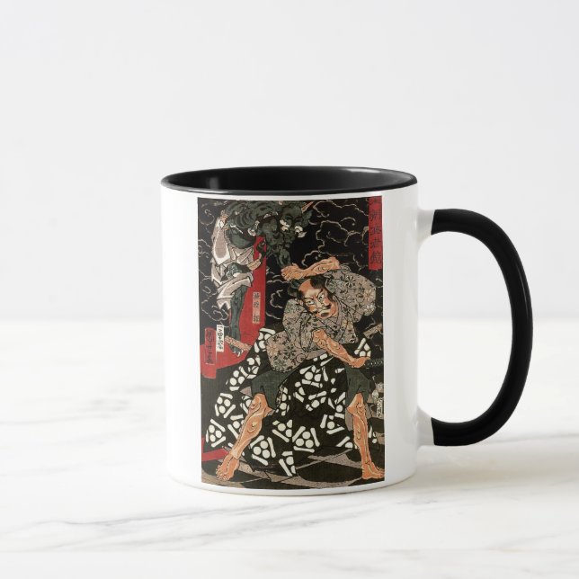 Watanabe Tsuna Fighting Demon, 歌川 国芳 Mug (Right)