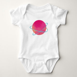 Watarcolour Pink Planet Baby Bodysuit