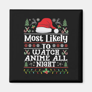 Watch Anime All Night - Fun Christmas Family Manga Magnet