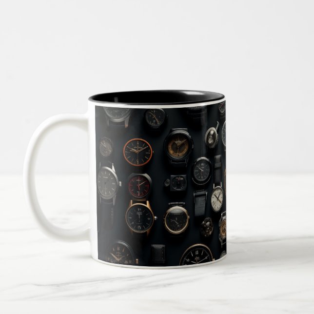 Watch Face Knolling Two-Tone Coffee Mug (Left)