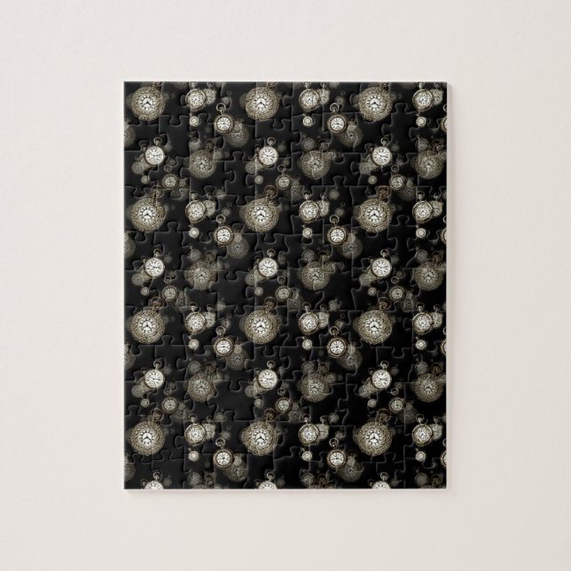 Watch faces print - steampunk patterned accessory jigsaw puzzle (Vertical)