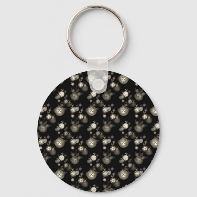 Watch faces print - steampunk patterned accessory keychain (Front)