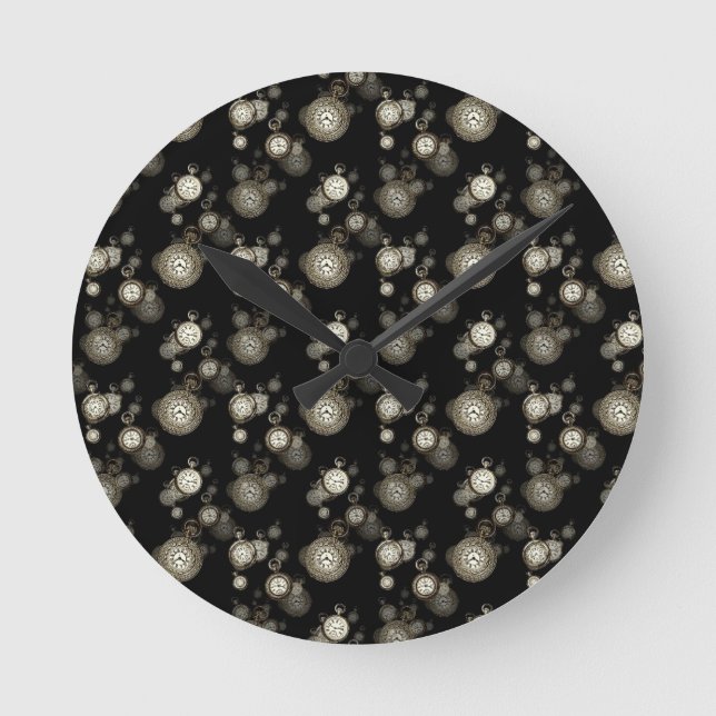 Watch faces print - steampunk patterned accessory round clock (Front)