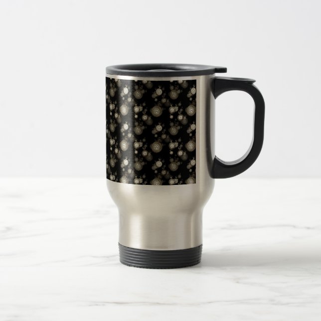 Watch faces print - steampunk patterned accessory travel mug (Right)