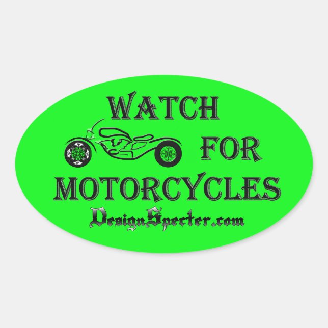 Watch For Motorcycles Green - Stickers (Front)