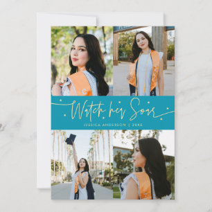 Watch Her Soar Multi Photo Aqua Blue Grad Announcement