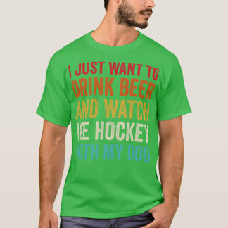 Watch Ice Hockey With My Dog Funny Ice Hockey Fan T-Shirt