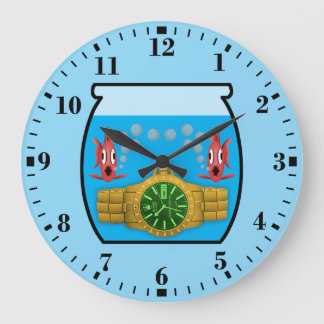 Watch in fish bowl large clock