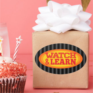 Watch & Learn Radial Oval Stripes Oval Sticker