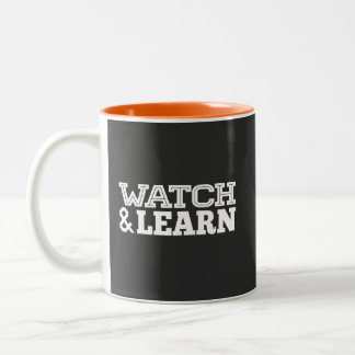 Watch & Learn White Text Two-Tone Coffee Mug