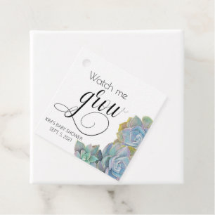 WATCH ME GROW, BABY SHOWER, FAVOR, SUCCULENT FAVOUR TAGS
